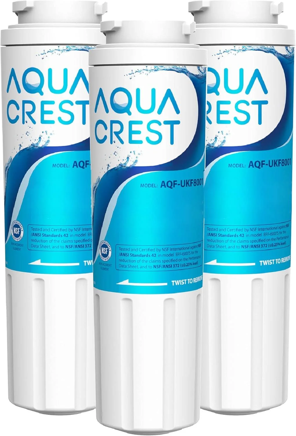 AQUACREST UKF8001 Replacement Refrigerator Filter (3-Pack)