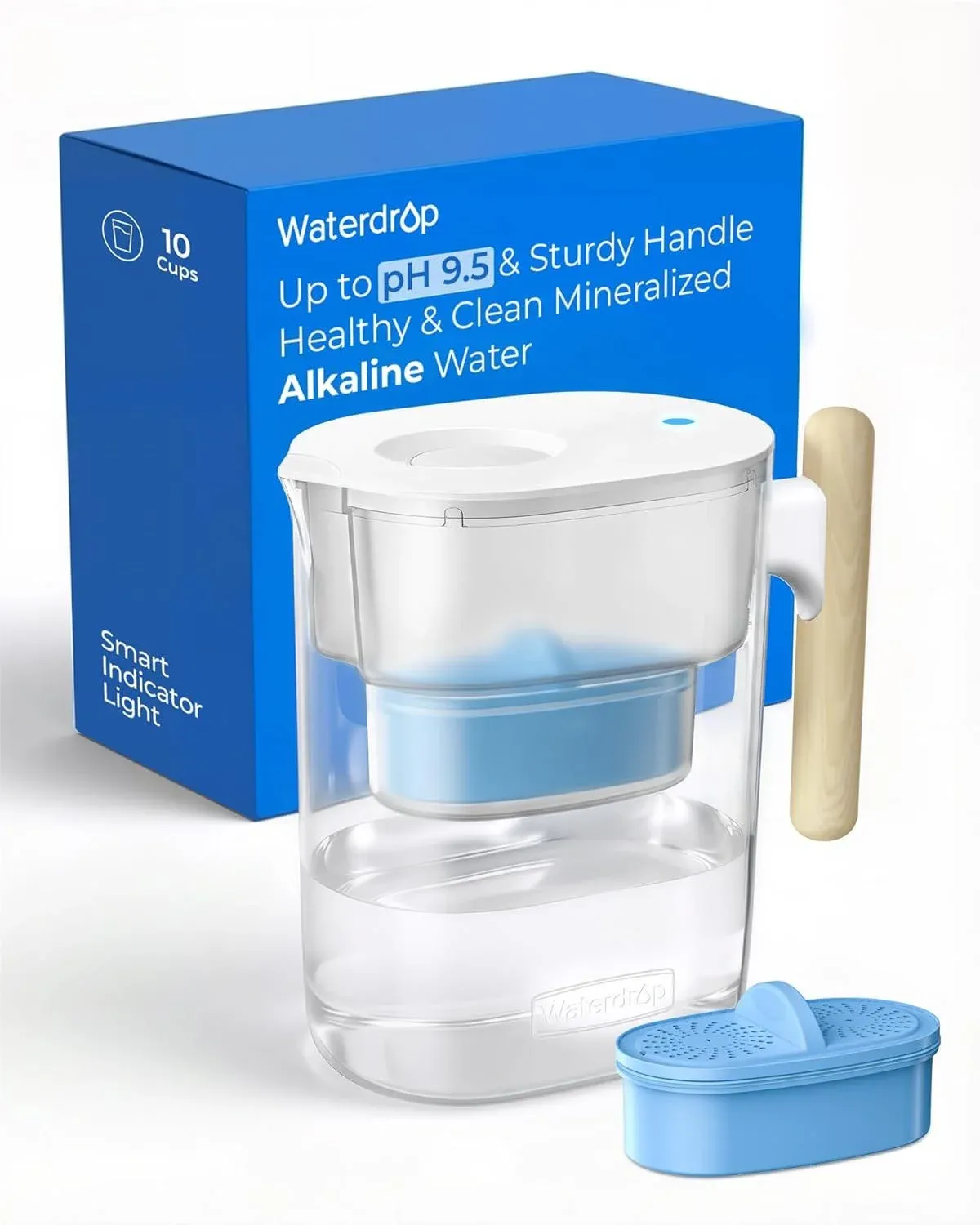 Waterdrop Alkaline Chubby 10-Cup Water Filter Pitcher